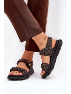 Materiálové dámské sandály na platformě černo-hnědé Leriot