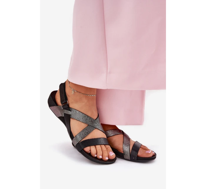 Plné Kožené Sandály Dámské Zazoo 40032 Černé