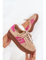 Dámské tenisky na platformě z přírodní semiš béžovo-růžové Eldira Dámské tenisky na platformě z přírodní semiš béžovo-růžové Eldira