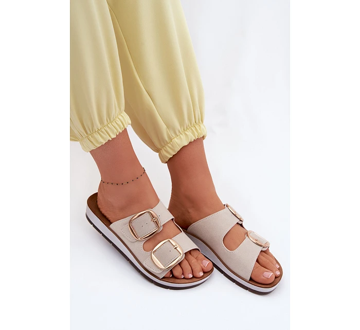 Dámské pantofle se zlatými sponami Inblu CP000061 Béžové