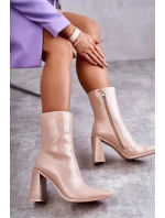 Dámské lakované kozačky Béžové Margit