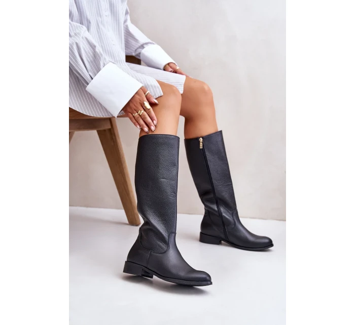 Dámské Kožené Polokozačky Na Zip Lewski 3616 Černé Dámské Kožené Polokozačky Na Zip Lewski 3616 Černé