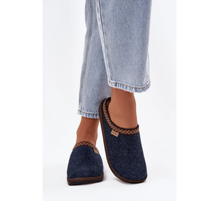 Dámské pantofle s výšivkou Inblu – tmavě modré