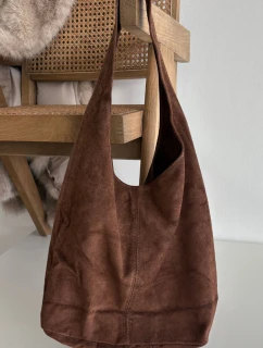 Skórzana Zamszowa Torebka Czekoladowa Rilith