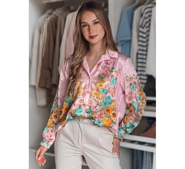 Dámské květované tričko oversize růžové Dstreet model 21986544 - FashionStreet