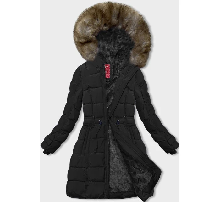 Černá dámská zimní bunda s kožešinovou podšívkou model 21246495 - LHD