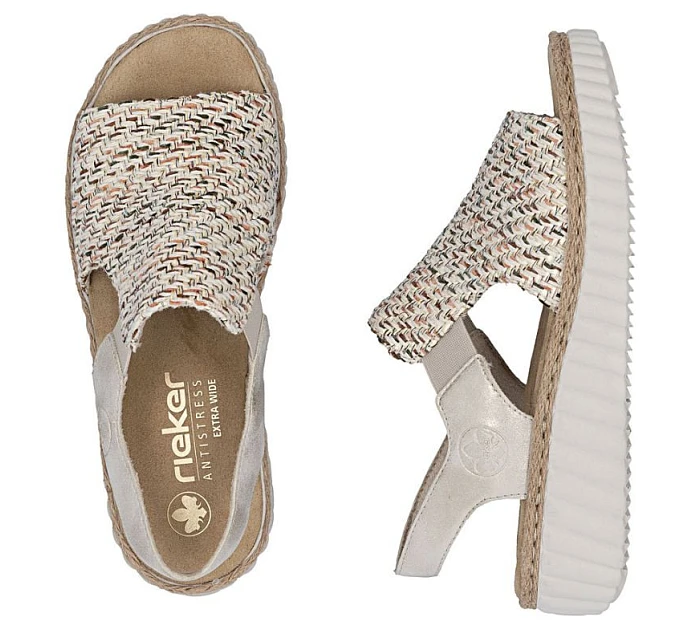 Sandały damskie na beżowe model 22087140 - Rieker Sandały damskie na beżowe model 22087140 - Rieker