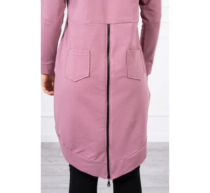 Mikina se zipem na zádech tmavě růžová