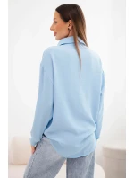 Dámská viskózová košile s dlouhým rukávem a volánky modrá Dámská viskózová košile s dlouhým rukávem a volánky modrá