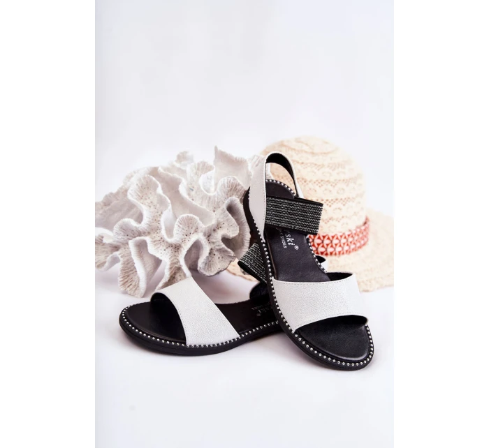 Klasický kožené sandály s cvočky Stříbrná model 21584432 - S.Barski Klasický kožené sandály s cvočky Stříbrná model 21584432 - S.Barski