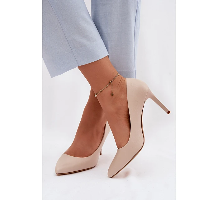 Eko kožené lodičky Sergio Leone 1339 Světle béžové Eko kožené lodičky Sergio Leone 1339 Světle béžové