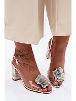 Průhledné Sandály na Podpatku S Krystaly D&A MR61-9013 Stříbrné