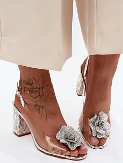 Průhledné Sandály na Podpatku S Krystaly D&A MR61-9013 Stříbrné