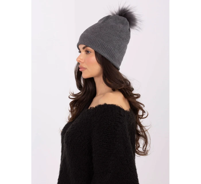 Czapka AT CZ model 21766276 ciemny szary - FPrice Czapka AT CZ model 21766276 ciemny szary - FPrice