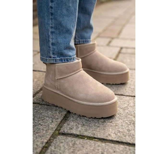 Dámské sněhule z přírodního semiše Mairene – béžové