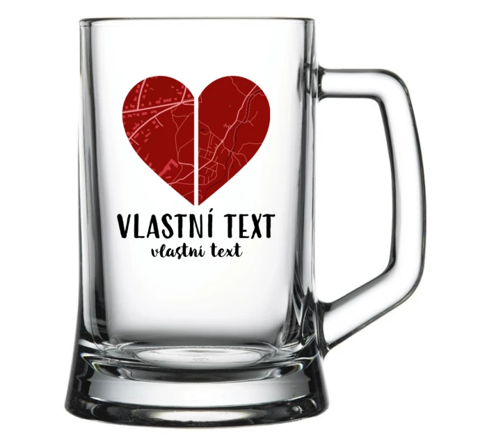 Personalizovaná pivní sklenice - dvě mapy jako srdce Personalizovaná pivní sklenice - dvě mapy jako srdce