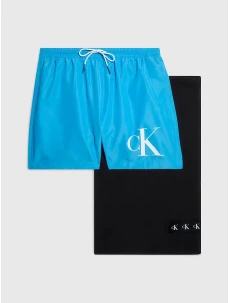 Dárkové balení pánských plavek a ručníku KM0KM00849 BEH modrá - černá - Calvin Klein