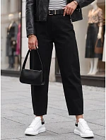 Dámské džíny s vysokým pasem a páskem, střih „balloon fit“, černé, FashionStreet UY3119