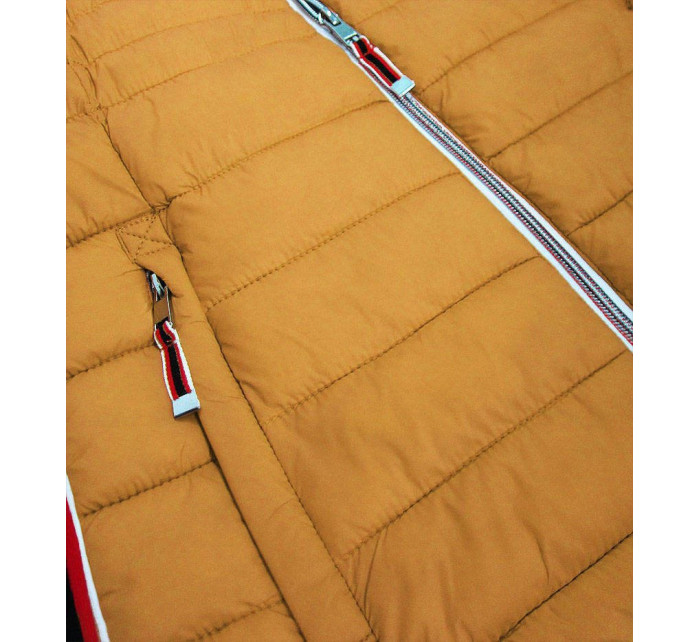 Žlutá dámská prošívaná bunda se vsadkami model 9063236 - Libland