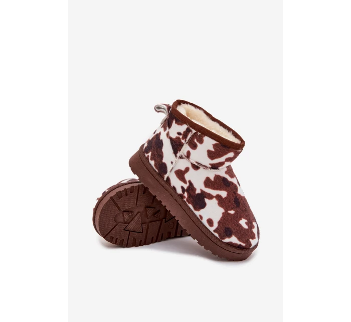 Dětské zimní boty pro mládež s teplou podšívkou s flísky bílo-hnědé Mireya