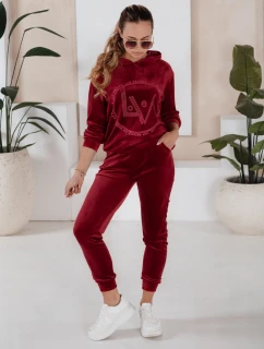 VIP PRIVATE dámská velurová souprava vínová FashionStreet AY0869