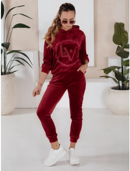 VIP PRIVATE dámská velurová souprava vínová FashionStreet AY0869