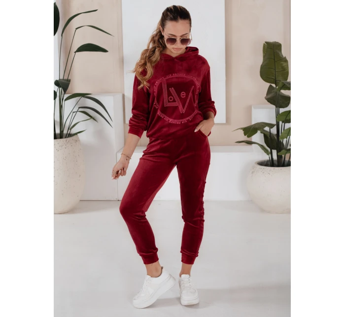 VIP PRIVATE dámská velurová souprava vínová FashionStreet AY0869
