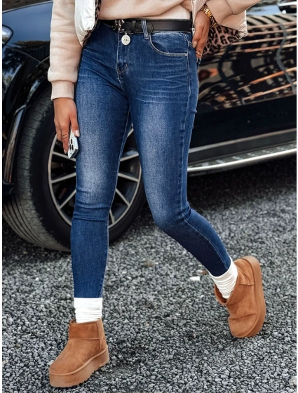 dámské džínové úzké kalhoty s páskem modré Dstreet model 21981111 - FashionStreet