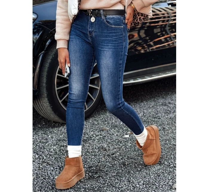 dámské džínové úzké kalhoty s páskem modré Dstreet model 21981111 - FashionStreet