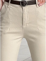 Dámské bavlněné kalhoty slim fit s páskem TAIRONIK light beige FashionStreet UY2546 Dámské bavlněné kalhoty slim fit s páskem TAIRONIK light beige FashionStreet UY2546