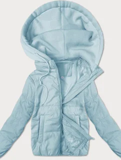 Světle modrá krátká dámská bunda s kapucí model 21066750 - J.STYLE