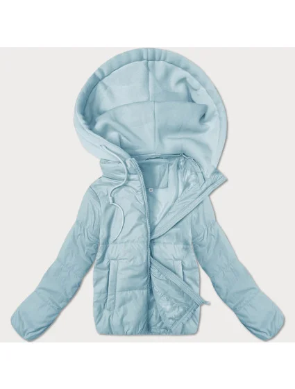 Světle modrá krátká dámská bunda s kapucí model 21066750 - J.STYLE