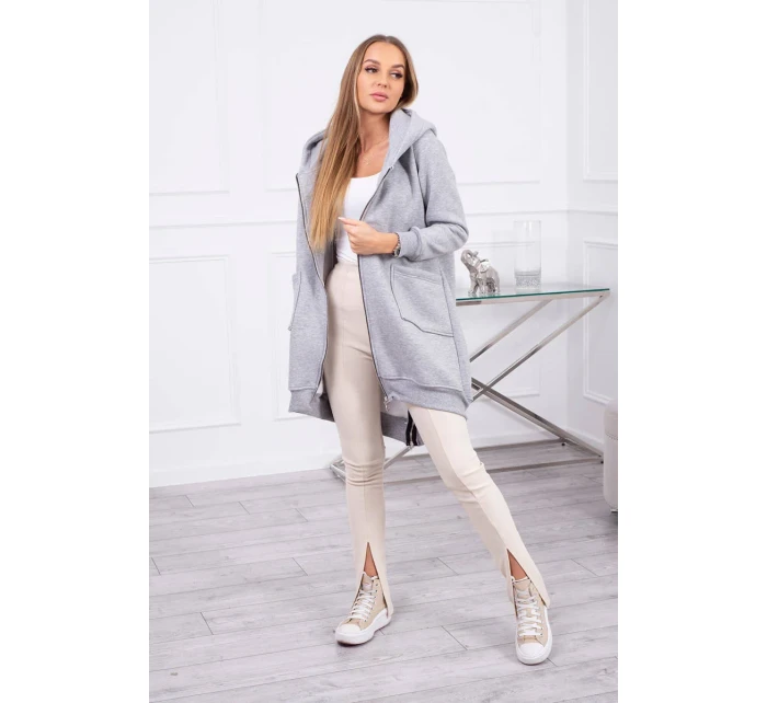 Zateplená mikina se zipem na zádech šedá Zateplená mikina se zipem na zádech šedá