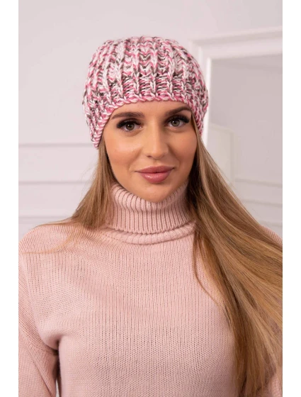 Dámská čepice s bambulí pudrově růžová model 18751897 - K-Fashion Dámská čepice s bambulí pudrově růžová model 18751897 - K-Fashion