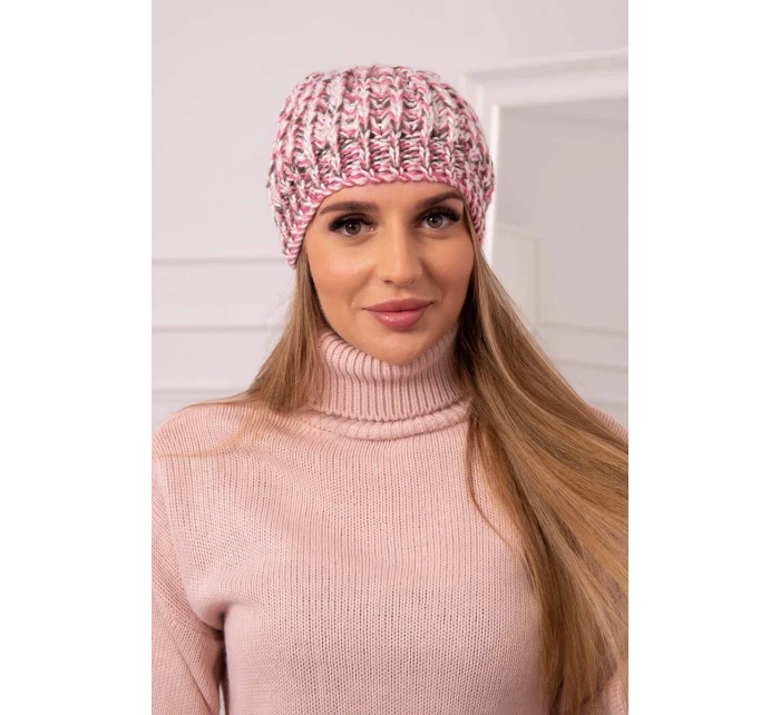Dámská čepice s bambulí pudrově růžová model 18751897 - K-Fashion Dámská čepice s bambulí pudrově růžová model 18751897 - K-Fashion