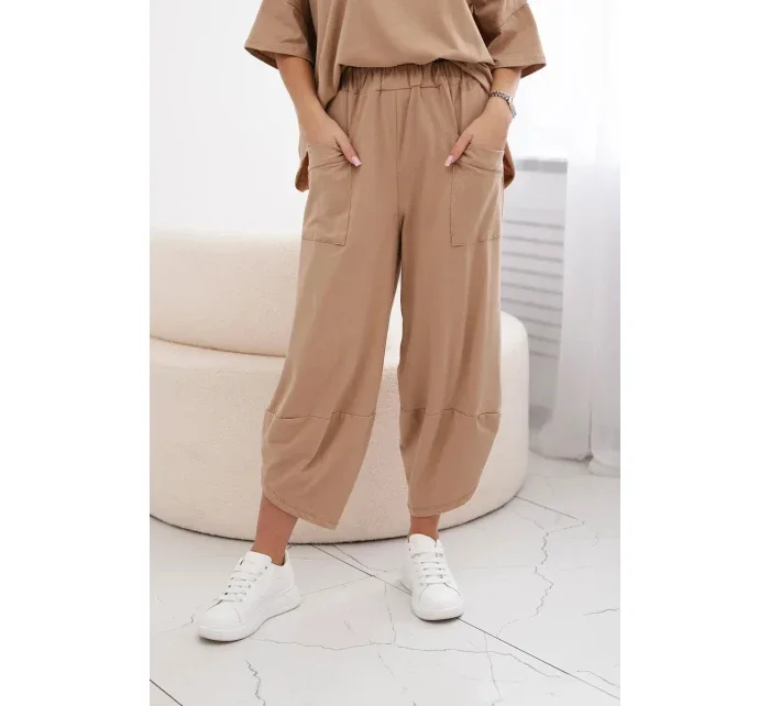 Bavlněný komplet halenka + kalhoty Velbloud Bavlněný komplet halenka + kalhoty Velbloud