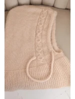 Dámská čepice s kapucí a pleteným vzorem s model 21748059 béžová - K-Fashion