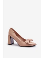 Loděnky Na Podpatku S Mašlí Beige Ariemessa