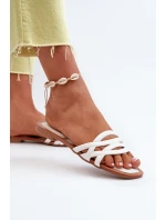 Dámské sandály z ekokože na ploché podrážce bílé model 21657557 - Boto Dámské sandály z ekokože na ploché podrážce bílé model 21657557 - Boto