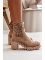 Dámské boty na podpatku se zipem eko semišové béžové Rashmi Dámské boty na podpatku se zipem eko semišové béžové Rashmi