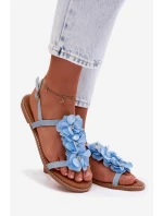 Dámské Sandály Ploché Modré Květiny model 21961065 - Boto Dámské Sandály Ploché Modré Květiny model 21961065 - Boto