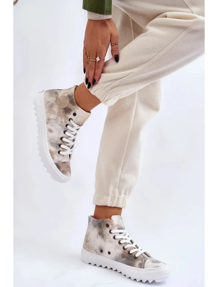 Dámské tenisky High Big Star LL274047 Bílá a zelená Dámské tenisky High Big Star LL274047 Bílá a zelená