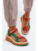 Dámské sandály na platformě a klínku Big Star zeleno-oranžové Dámské sandály na platformě a klínku Big Star zeleno-oranžové