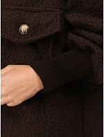 Dámský dlouhý kabát z ovčí kůže s kapucí, čokoládově hnědý, FashionStreet NY0797 Dámský dlouhý kabát z ovčí kůže s kapucí, čokoládově hnědý, FashionStreet NY0797
