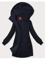 Tmavě modrá dlouhá dámská mikina se stojáčkem a kapucí model 21253698 - LHD