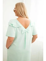 Dámské plus size bavlněné šaty s volánem na ramenou mátová Dámské plus size bavlněné šaty s volánem na ramenou mátová