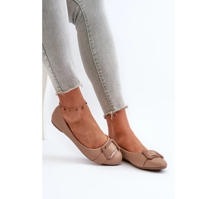 Baleríny S Páskem A Ozdobou Eko Kůže Tmavě Béžové model 21657023 - Boto