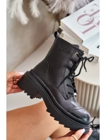 Dámské Zateplené Kožené Boty Černé model 21673867 - Goe Dámské Zateplené Kožené Boty Černé model 21673867 - Goe