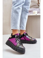 Kožené sneakersy na platformě fuchsie Maciejka 06767-15