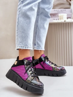 Kožené sneakersy na platformě fuchsie model 21676050 - Maciejka